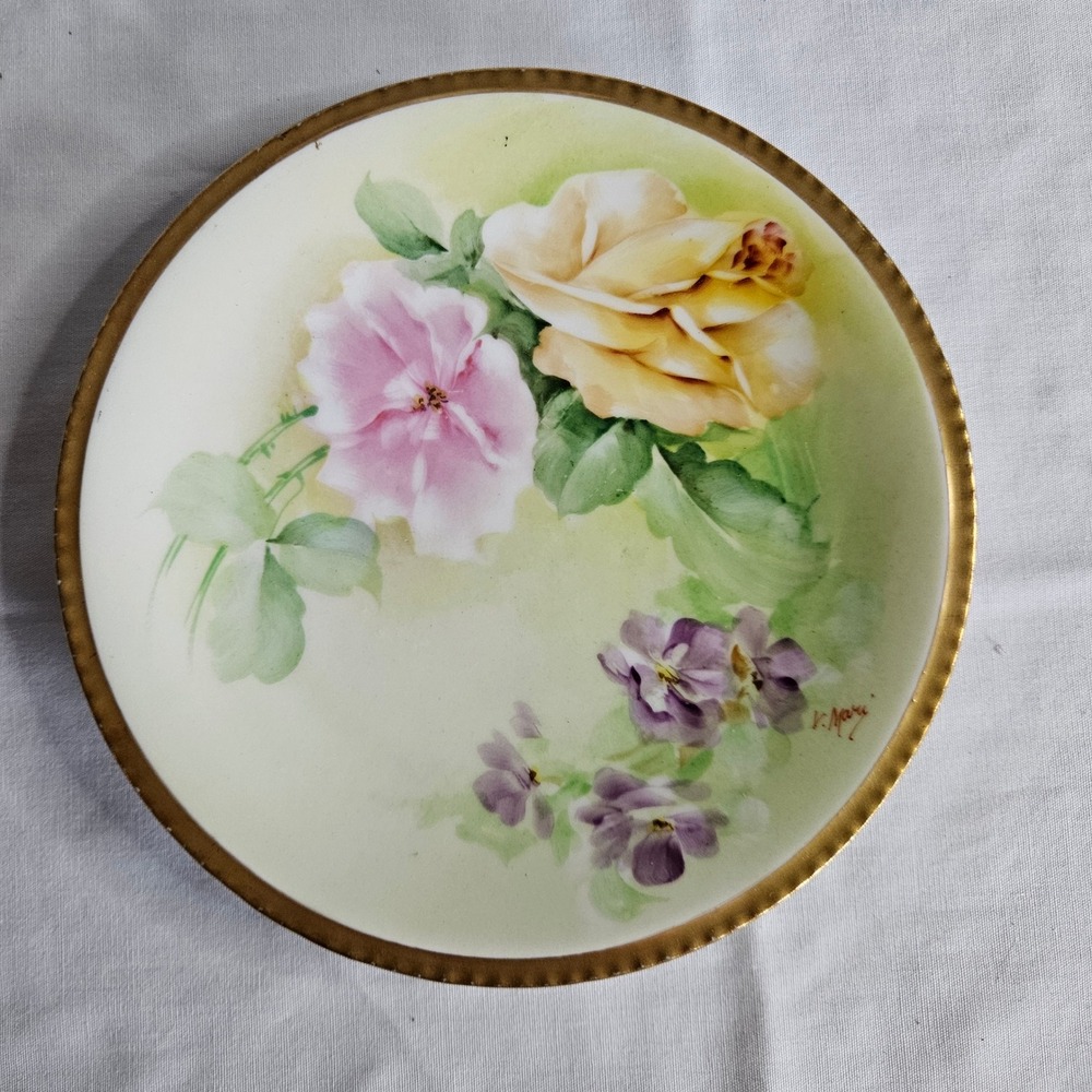 Ginori Italy 6" Plate Artist Signed 1910-1930